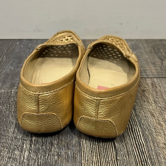Lilly Pulitzer leather loafers flat shoes gold size 8.5 - Picture 4 of 10